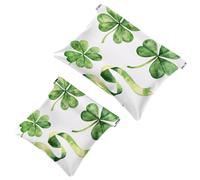 Pocket Cosmetic Bag Squeeze Top, Watercolor Set Shamrock and Ribbon Waterproof Travel Makeup Bag for Purse, Portable Mini Makeup Pouch No Zipper for Women
