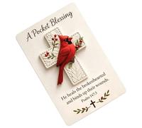 Pocket Cross Blessing Keepsake, Handmade Christian Faith Gift, Scripture Verse Card Set, Inspirational Spiritual Comfort Charm, Portable Prayer Reminder Piece, for Adults Kids Travel Camping Use