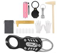 Pocket Currency Tester Kit with Stainless Steel Tools for Precious Metals Verification, Includes Magnifying Glass, Hammer and Magnet Keychain, Compact Design for On-the-Go
