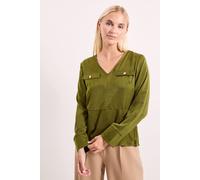 Pocket Detail Satin V Neck Blouse Principles Olive 18