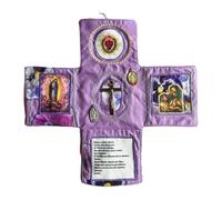 Pocket Devotional Edition Prayer Quilt Squares Pillow Mini Handmade Catholic Gift Folding With Silver Included Inside Personal Altar Chunky Knitted Throw Blankets (C, One Size)