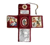 Pocket Devotional Edition Prayer Quilt Squares Pillow Mini Handmade Catholic Gift Folding With Silver Included Inside Personal Altar Chunky Knitted Throw Blankets (B, One Size)