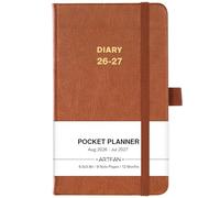 Pocket Diary 2026-2027 - A6 Diary 2026-2027 Week to View from August 2026 to July 2027, Inner Pocket, Brown Leather Cover