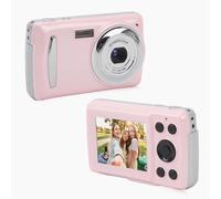 Pocket Digital Camera for Photography, 16MP 1080P HD Compact Point and Shoot Camera with 2.4in Screen, 16X Zoom Auto Focus Small Video Camera for Kids Teens Boys Girls (Pink)
