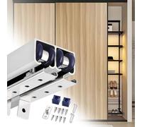 Pocket Door Frame Kit for Walk-in Closet, Dual Track Sliding Door Hardware Kit, Sliding Door Top Track 2-30ft Long, Barn Door Sliding Tracks(Silver,30ft/9.1m)