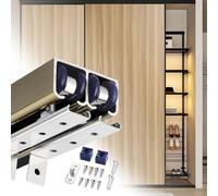 Pocket Door Frame Kit for Walk-in Closet, Dual Track Sliding Door Hardware Kit, Sliding Door Top Track 2-30ft Long, Barn Door Sliding Tracks(Champagne,15ft/4.6m)