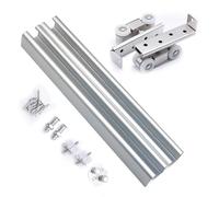 Pocket Door Hardware Set, Lightweight Sliding Wardrobe Closet Double Door Track with Rollers for Exterior Indoor Barn Door Rail System