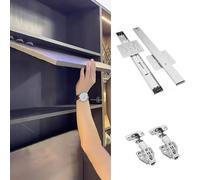 Pocket Door Slides 10 12 16 18 24 Inch, Cabinet Sliding Door Hardware Kit with Hinges, Trackless Barn Door Track Systems for Wardrobe/Kitchen(Silver,14inch/350mm)