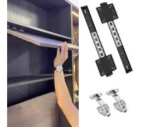 Pocket Door Slides 10 12 16 18 24 Inch, Cabinet Sliding Door Hardware Kit with Hinges, Trackless Barn Door Track Systems for Wardrobe/Kitchen(Black,18inch/450mm)