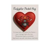Pocket Fireighter Hug,Heart Shape Inspirational Keepsake - Fireman Themed Pocket Keepsake - for Fireman Rescue Personnel Training Birthday Christmas Graduation Holiday Themed Parties