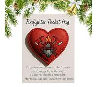 Pocket Fireighter Hug,Heart Shape Inspirational Souvenir - Motivational Souvenir Cards - for Fireman Rescue Personnel Deployment Training Birthday Christmas Graduation Holiday Themed Events