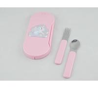 Pocket Food Set with Metal Cutlery and Silver Details Pink Unicorn Baby Spoon and Fork Set with Silver Unicorn