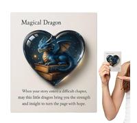 Pocket Greeting Cards - Acrylic Dragon Pattern Decoration | with Paper Card Dragon Pattern Heart Shaped Souvenirs - for Teen Girls Women Ladies Display Desk Workplace