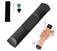 Pocket Guitar - 6-Fret Portable Guitar Practice Tool | Compact Chord Trainer With 2 Picks, Cloth Bag & Wrench | Pocket Fingerboard Guitars - Beginners | Musicians