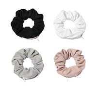 Pocket Hair Scrunchies Elastic Hidden Pocket Hair Ties Hair Bands with Zipper Pocket Storage for Putting Keys Small Items Women Girls Hair Accessories by BEAUTYBIGBANG, Gray,White,Pink,Black