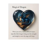 Pocket Heart Cards | Acrylic Souvenir with Dragon Pattern - With Paper Card With Dragon Design And Heart Shaped Memories, For Girl Woman Gift Desk Workplace