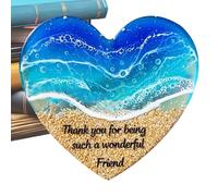 Pocket Heart Ornament on the Beach- Love Inspired Inspired Rustic Sand Filled Charm | Decorative Gift Pretty Craft Holiday Memory, Mini Sculpture for