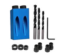 Pocket Hole Jig 14Pcs Kit - Woodwork Guides Joint Angle Tool Carpentry Locator - 15° Woodworking Inclined Hole Fixture 6/8/10mm Drill Bits Dowel Screw Drill Jig Joinery Kit Carpenters