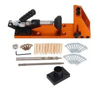 Pocket Hole Jig 15 Degree Oblique Drill Guide Tool Kit High Accuracy Woodworking Drilling Positioning for DIY Furniture Projects Aluminium Alloy Orange 10 30mm Clamping Range