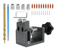 Pocket Hole Jig Kit 15 Degree Angle Drill Guide Set 32 Pieces Woodworking Punch Locator with 6/8/10mm Sleeves Screws Screwdriver for DIY Home Professional Projects