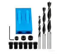 Pocket Hole Jig Kit, 15 Degree Dowel Drill Joinery Kit with 6mm/8mm/10mm Holes, Angle Carpentry Locator Jig Woodworking Tools DIY, 14 Pcs