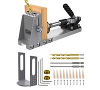 Pocket Hole Jig Kit, 31 Pcs Pocket Hole Drill Guide Jig Set for 15° Angled Holes, Adjustable and Easy to Clean All Metal Pocket Screw Jigs for DIY Carpentry Projects (Metallic Colour)