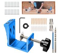 Pocket Hole Jig Kit - 48Pcs Woodworking Dowel Jig Kit with 15 Degree Drill Guide Joint Screw Kit All-in-One DIY Woodworking Punch Locator Set Carpentry Adjustable Dowel Drill Joinery Screw