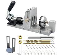 Pocket Hole Jig Kit, 9.5mm Aluminium Alloy Upgraded Angled Drilling Locator with Restrictor Ring and Allen Hex Key Pocket Screw Jig for Building Cabinets, Angled Joints Woodworking Projects