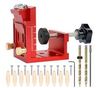 Pocket Hole Jig Kit, Pocket Dowel Hole Jig System Set Adjustable Woodworking Tools Wood Woodwork Guides Joint Angle Tool Carpentry Locator