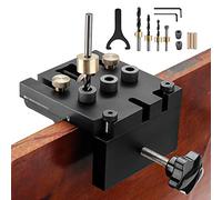 Pocket Hole Jig Kit Tool 3 in 1 Woodworking Doweling Jig Set Positioning Punch with Positioning Clip Adjustable Drilling Guide Puncher Locator Carpentry Wood Tools