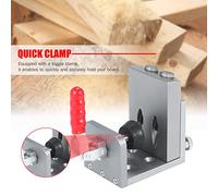 Pocket Hole Locator Jig Kit Aluminum Alloy 15 Degree Angle Oblique Hole Drilling Guide Positioner with Quick Toggle Clamp for Woodworking Joints 12 to 22 mm Thickness