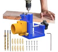 Pocket Hole, Woodworking Hole Drilling for Installation Screw Drilling Device with Dust Extraction for Cabinet Installation Carpentry Desk Crafts Hobby Woodwork