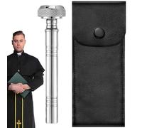 Pocket Holy Water Bottle - Copper PU Leather 12.5x3x1.5cm, Travel Aspergillum Dispenser, Compact Sacred Flask | Ritual Church Worship Ceremony Prayer Blessing Altar Home Religious Gift Devotional Use
