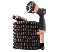 Pocket Hose Bullet With Thumb Spray Nozzle AS-SEEN-ON-TV Expands to 75 ft, 650psi 3/4 in Solid Copper Anodized Aluminum Fittings Lead-Free Lightweight No-Kink Garden Hose, Black