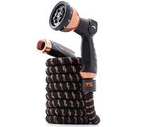 Pocket Hose Copper Bullet Expandable Garden Hose 25 FT w/10 Pattern Thumb Spray Nozzle AS-SEEN-ON-TV 650psi 3/4 in Patented Lead-Free Ultra-Lightweight Solid Copper Anodized Aluminum Fittings No-Kink