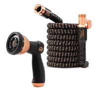 Pocket Hose Copper Bullet Expandable Garden Hose 50 FT w/10 Pattern Thumb Spray Nozzle AS-SEEN-ON-TV 650psi 3/4 in Patented Lead-Free Ultra-Lightweight Solid Copper Anodized Aluminum Fittings No-Kink