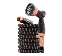 Pocket Hose Copper Bullet With Thumb Spray Nozzle AS-SEEN-ON-TV Expands to 50 ft, 650psi 3/4 in Solid Copper Anodized Aluminum Fittings Lead-Free Lightweight No-Kink Garden Hose