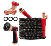 Pocket Hose Copper Head UV w/Pocket Pivot, Expandable Garden Hose 75 FT w/10 Pattern Thumb Sprayer AS-SEEN-ON-TV 650psi 3/4in Ultra-Light Solid Copper Anodized Aluminum Fittings No-Kink No-Lead