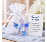 Pocket Hug Angel Ornament with Inspirational Card, 2D Flat Forget Me Not Angel Keepsake Gift, Floral Angel Token with Organza Bag,Decorative Art Piece for Home Decor, Holiday Party, Friends and Family