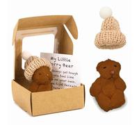 Pocket Hug Bear Doll Little, Mini Hug Worry bear in a Box With Inspirational Card Positive Gift for Kids, As a Birthday, Holiday or Yourself
