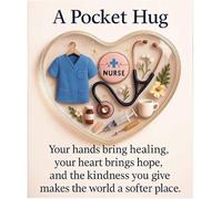 Pocket Hug Card for Nurses and Doctors, Heart Shape Appreciation for Medical Staff, Small Encouragement, Nurse's Pocket Hug (Blue)