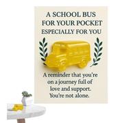 Pocket Hug Cards, School Bus Hug, Kids Keepsake present, 2d Acrylic Design, Support Message Card, Birthday Holiday Classroom Use, 3.94x2.76 Inches Yellow 1 Piece
