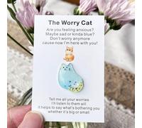Pocket Hug Cards, The Worry Cat,Handmade Cat Pocket Hugs, Cute Cat Pocket Hug Token,Hug Cards with Cartoons Cat, Inspirational Hug Token Relationship Keepsake Exchange Card For Friends & Colleagues