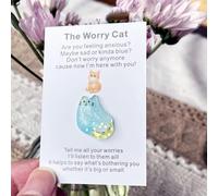 Pocket Hug Cards, The Worry Cat, Inspirational Pocket Hug Cat Token and Greeting Card,Handmade Cat Pocket Hugs, Cute Cat Pocket Hug Token, Hug Cards with Cartoons Cat, Encouragement Gifts (Blue)