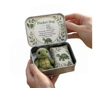 Pocket Hug Cat Gift Set Mini Plush Kitten Tin Box | Inspirational Message, Keepsake Token, Floral Cushion Included, Desktop Ornament, Pocket-Sized