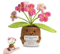 Pocket Hug Courage Gift, Forget Me Not Crochet Flowers, Creative Knitting Wool Lucky Charm for Best Friend, Positive Potato Inspirational Gifts for Boyfriend, Colleague, Family (Pink)