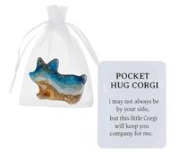 Pocket Hug Dachshund, Animals Theme Resin Miniatures Ornaments Figurines, Handmade Soothing Shells Ocean And Sand Design Pocket Hug Token With Card For Friend Family Pet Lovers. (Corgi)
