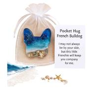 Pocket Hug Dachshund, Mini Dachshund Animal Hug Token with Card, Handmade Soothing Shells Ocean and Sand Design, Long Distance Keepsake Warm Dachshund Gifts for Friend Family Pet Lovers (Bulldog)