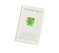 Pocket Hug Frog Green Small Pocket Frog Token Mini Animal Pockets Hug Frog with Encouragement Greeting Card Small Comfort Encouragement Get Well Soon Gifts Cute Frog Toy