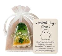 Pocket Hug Ghost Mini Charm, Cute Emotional Support Ghosts Token with Encouragement Card Small Comfort Gift for Friends Inspirational Decorative Keepsake (A)